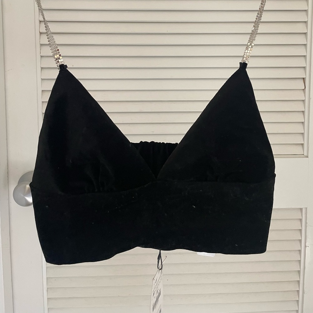 Zara Velvet Crop Top- Brand New with Tags